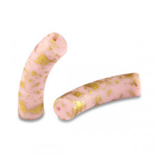 Acrylic Tube bead 33x8mm matt Light pink-gold